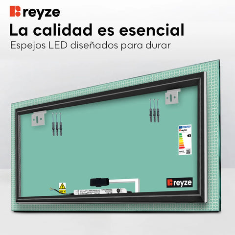 Espejo LED Rectangular | Botón táctil | Luz blanca cálida - Reyze Seria Official Model 2