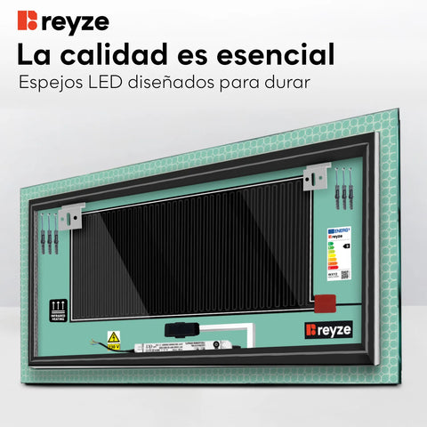 Espejo LED Rectangular | Botones táctiles | Función antivaho | Luz blanca fría - Reyze Seria Official Model 4