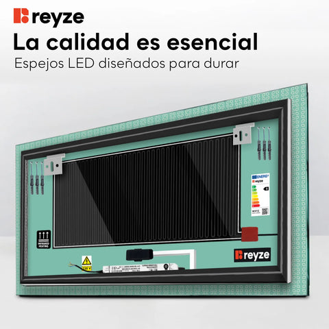 Espejo LED Rectangular | Botones táctiles | Función antivaho | Luz blanca cálida - Reyze Seria Official Model 5