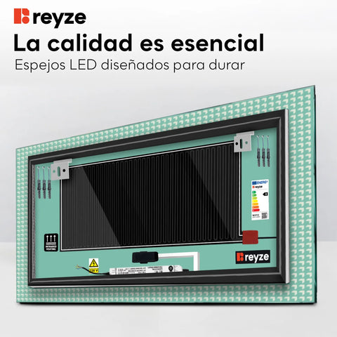 Espejo LED Rectangular | Botones táctiles | Función antivaho | Luz blanca fría - Reyze Seria Official Model 6