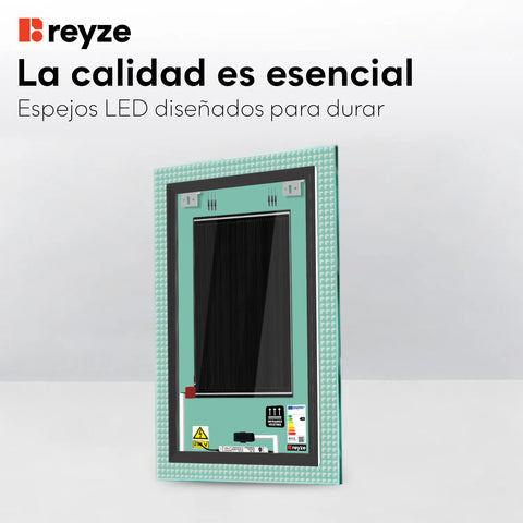 Espejo LED Vertical | Botones táctiles | Función antivaho | Luz blanca cálida - Reyze Seria Official Model 6
