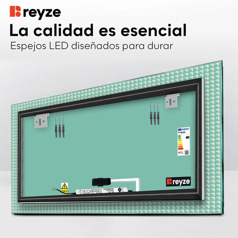 Espejo LED Rectangular | Botón táctil | Luz blanca cálida - Reyze Seria Official Model 6