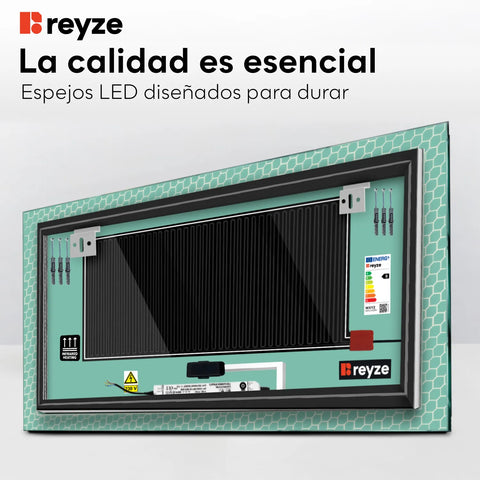 Espejo LED Rectangular | Botones táctiles | Función antivaho | Luz blanca cálida - Reyze Seria Official Model 7