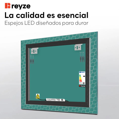 Espejo LED Cuadrado | Control por interruptor de pared | Luz blanca neutra - Reyze Seria Official Model 7