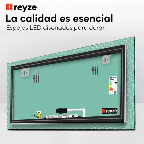 Espejo LED Rectangular | Botón táctil | Luz blanca fría - Reyze Seria Official Model 7