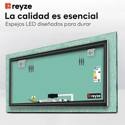 Espejo LED Rectangular | Botón táctil | Luz blanca cálida - Reyze Seria Official Model 8