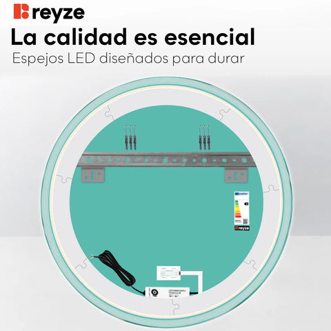 Espejo LED Redondo | Botón táctil | Luz blanca fría - Reyze Seria Edge Model 1