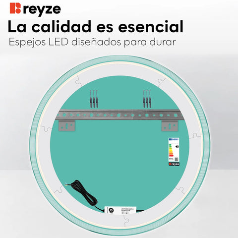 Espejo LED Redondo | Control por interruptor de pared | Luz blanca cálida - Reyze Seria Edge Model 1