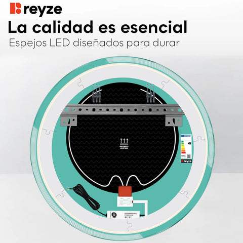 Espejo LED Redondo | Botones táctiles | Función antivaho | Luz blanca neutra - Reyze Seria Edge Model 2