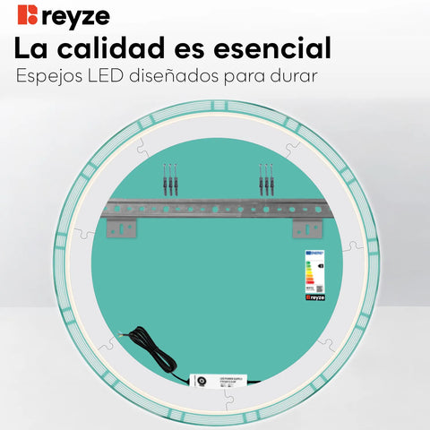 Espejo LED Redondo | Control por interruptor de pared | Luz blanca cálida - Reyze Seria Edge Model 3