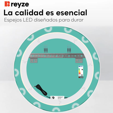 Espejo LED Redondo | Control por interruptor de pared | Luz blanca fría - Reyze Seria Edge Model 4