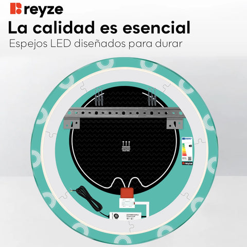 Espejo LED Redondo | Botones táctiles | Función antivaho | Luz blanca cálida - Reyze Seria Edge Model 4