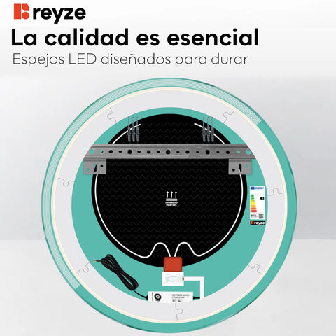 Espejo LED Redondo | Botones táctiles | Función antivaho | Luz blanca cálida - Reyze Seria Edge Model 5