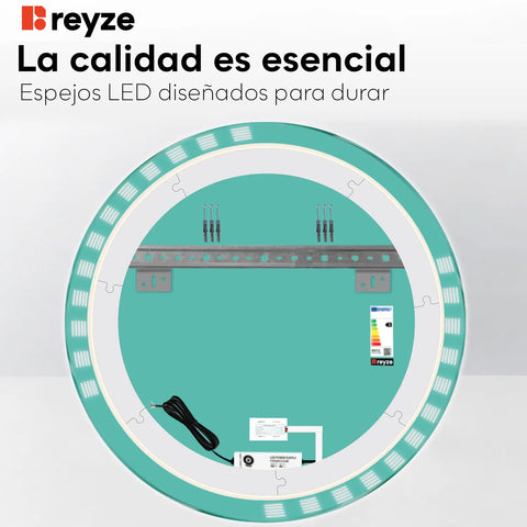 Espejo LED Redondo | Botón táctil | Luz blanca fría - Reyze Seria Edge Model 6