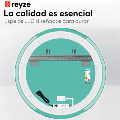Espejo LED Redondo | Botón táctil | Luz blanca neutra - Reyze Seria Edge Model 7