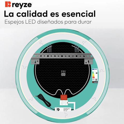 Espejo LED Redondo | Botones táctiles | Función antivaho | Luz blanca cálida - Reyze Seria Edge Model 7