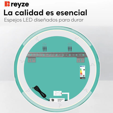 Espejo LED Redondo | Botón táctil | Luz blanca fría - Reyze Seria Edge Model 8