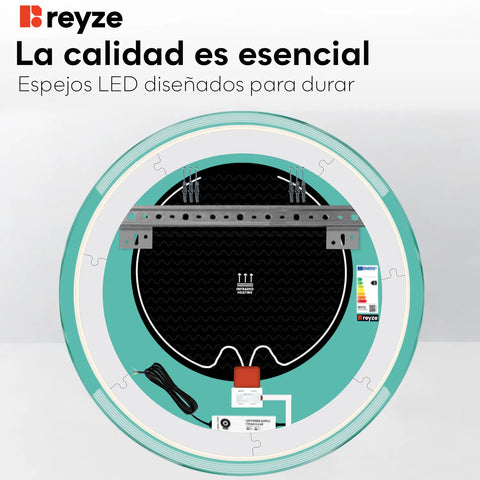 Espejo LED Redondo | Botones táctiles | Función antivaho | Luz blanca cálida - Reyze Seria Edge Model 8