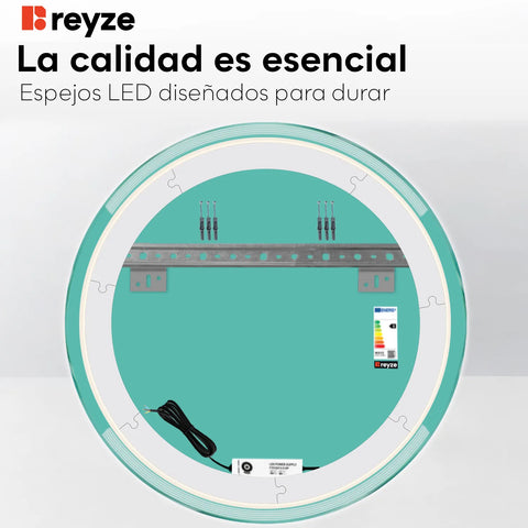 Espejo LED Redondo | Control por interruptor de pared | Luz blanca neutra - Reyze Seria Edge Model 8