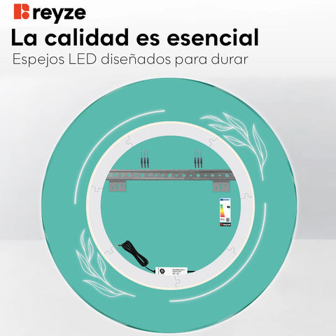 Espejo LED Redondo | Control por interruptor de pared | Luz blanca cálida - Reyze Seria Good Vibes Model 1