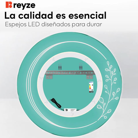 Espejo LED Redondo | Control por interruptor de pared | Luz blanca cálida - Reyze Seria Good Vibes Model 3