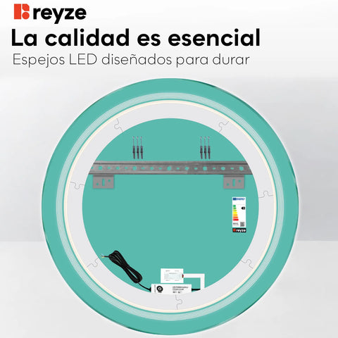 Espejo LED Redondo | Botón táctil | Luz blanca cálida - Reyze Seria Minimal Model 1