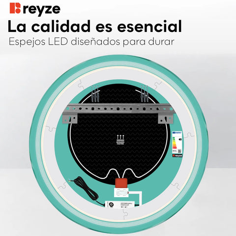 Espejo LED Redondo | Botones táctiles | Función antivaho | Luz blanca neutra - Reyze Seria Minimal Model 1