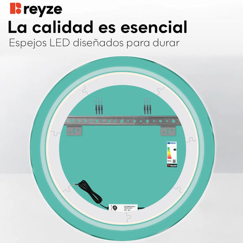 Espejo LED Redondo | Control por interruptor de pared | Luz blanca fría - Reyze Seria Minimal Model 1