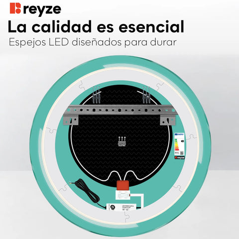 Espejo LED Redondo | Botones táctiles | Función antivaho | Luz blanca fría - Reyze Seria Minimal Model 2