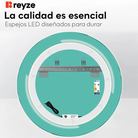Espejo LED Redondo | Control por interruptor de pared | Luz blanca neutra - Reyze Seria Minimal Model 2