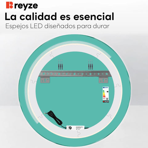 Espejo LED Redondo | Control por interruptor de pared | Luz blanca neutra - Reyze Seria Minimal Model 5