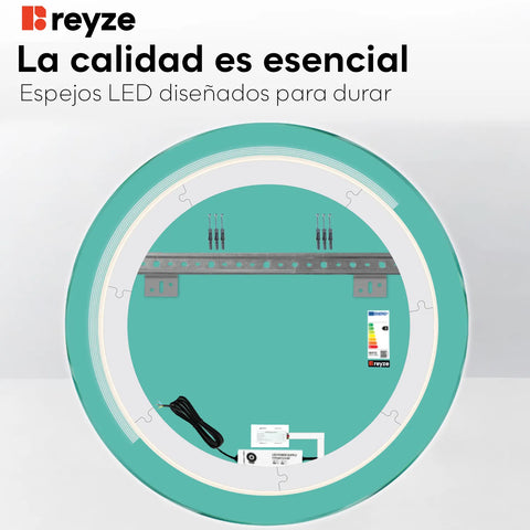Espejo LED Redondo | Botón táctil | Luz blanca neutra - Reyze Seria Minimal Model 5
