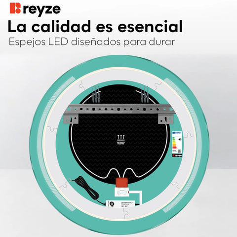 Espejo LED Redondo | Botones táctiles | Función antivaho | Luz blanca neutra - Reyze Seria Minimal Model 7