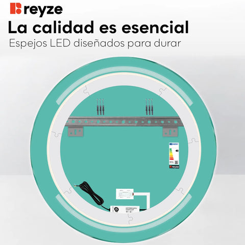 Espejo LED Redondo | Botón táctil | Luz blanca neutra - Reyze Seria Minimal Model 8