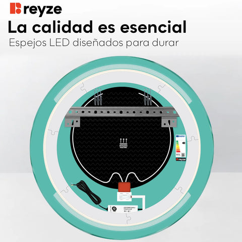 Espejo LED Redondo | Botones táctiles | Función antivaho | Luz blanca neutra - Reyze Seria Minimal Model 8