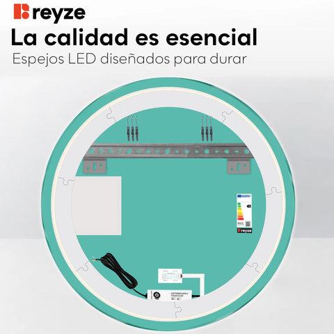 Espejo LED Redondo | Botón táctil | Luz blanca fría - Reyze Seria Motivated Model 8