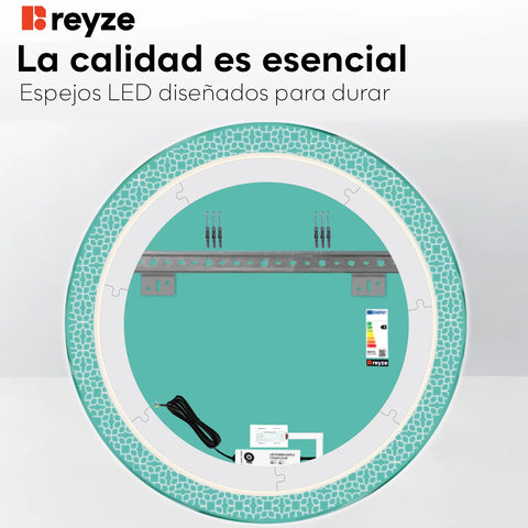 Espejo LED Redondo | Botón táctil | Luz blanca cálida - Reyze Seria Official Model 1