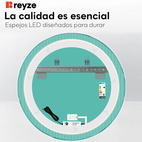 Espejo LED Redondo | Botón táctil | Luz blanca neutra - Reyze Seria Official Model 5