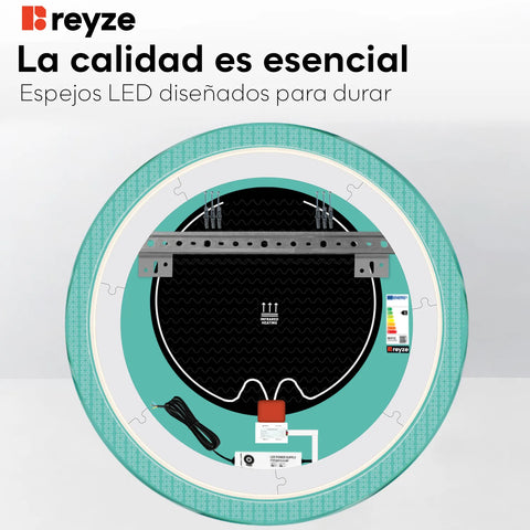 Espejo LED Redondo | Botones táctiles | Función antivaho | Temperatura de color ajustable - Reyze Seria Official Model 5
