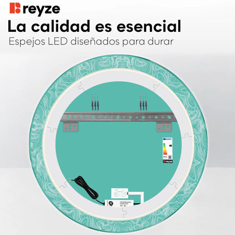 Espejo LED Redondo | Botón táctil | Luz blanca neutra - Reyze Seria Official Model 8