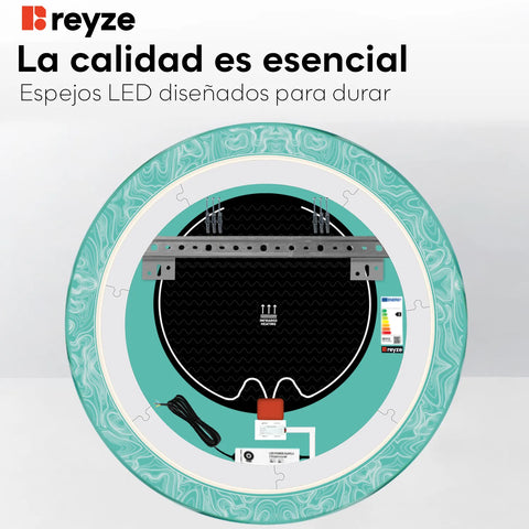 Espejo LED Redondo | Botones táctiles | Función antivaho | Temperatura de color ajustable - Reyze Seria Official Model 8
