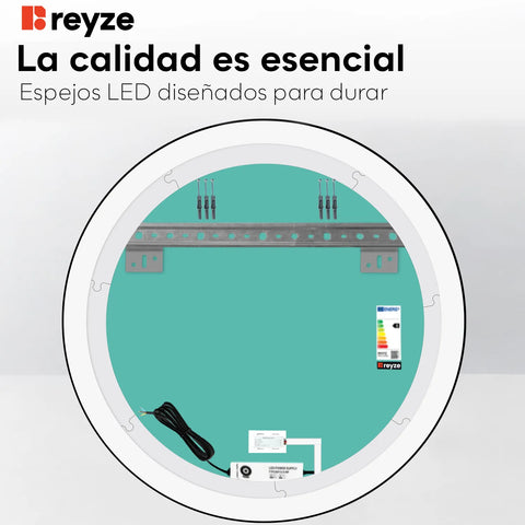 Espejo LED Redondo | Botón táctil | Luz blanca cálida - Reyze Seria Salono Model 2