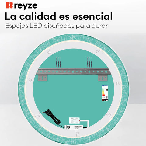 Espejo LED Redondo | Botón táctil | Luz blanca cálida - Reyze Seria Simetria Model 1