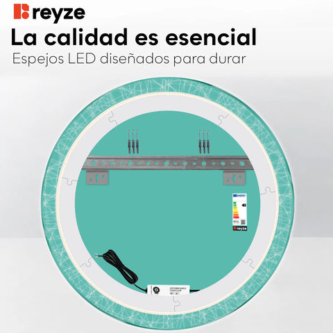 Espejo LED Redondo | Control por interruptor de pared | Luz blanca cálida - Reyze Seria Simetria Model 1