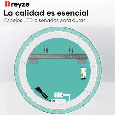 Espejo LED Redondo | Botón táctil | Luz blanca fría - Reyze Seria Simetria Model 6
