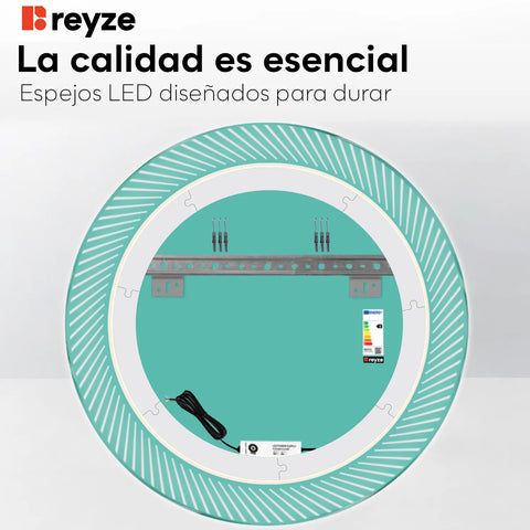 Espejo LED Redondo | Control por interruptor de pared | Luz blanca neutra - Reyze Seria Simetria Model 7