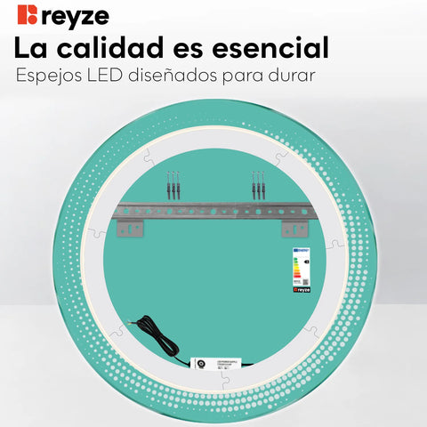 Espejo LED Redondo | Control por interruptor de pared | Luz blanca neutra - Reyze Seria Simetria Model 8