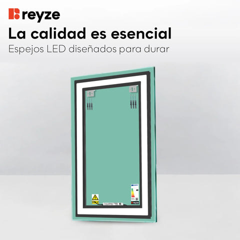 Espejo LED Vertical | Control por interruptor de pared | Luz blanca cálida - Reyze Seria Salono Model 1