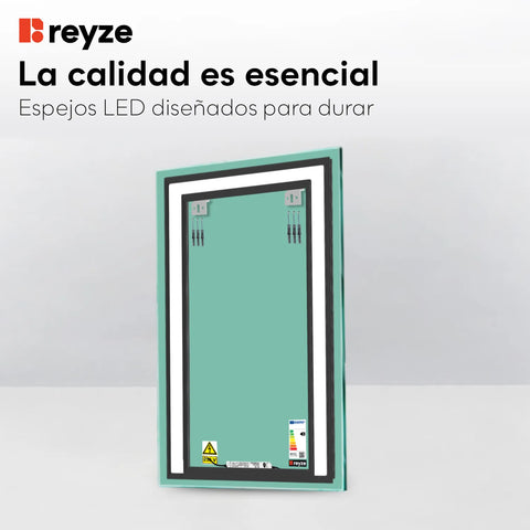 Espejo LED Vertical | Control por interruptor de pared | Luz blanca cálida - Reyze Seria Salono Model 6