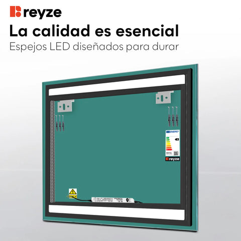 Espejo LED Cuadrado | Control por interruptor de pared | Luz blanca fría - Reyze Seria Salono Model 7